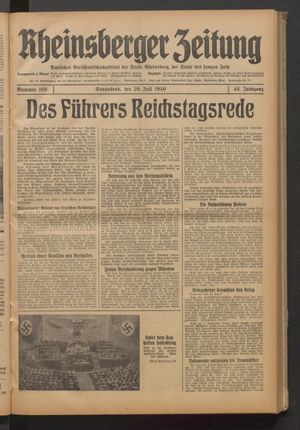 Rheinsberger Zeitung vom 20.07.1940