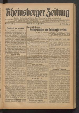 Rheinsberger Zeitung vom 24.07.1940