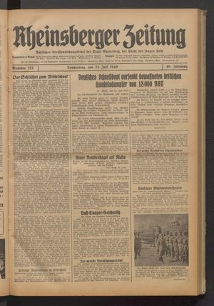 Rheinsberger Zeitung vom 25.07.1940