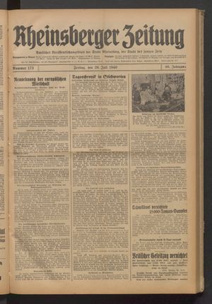Rheinsberger Zeitung vom 26.07.1940