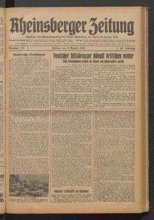 Rheinsberger Zeitung vom 02.08.1940