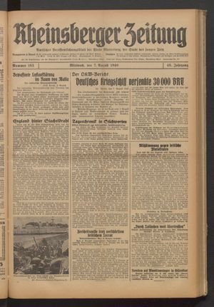 Rheinsberger Zeitung vom 07.08.1940