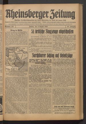 Rheinsberger Zeitung vom 09.08.1940
