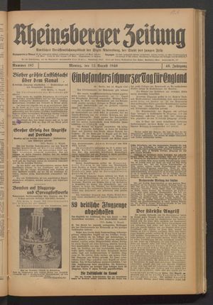 Rheinsberger Zeitung vom 12.08.1940