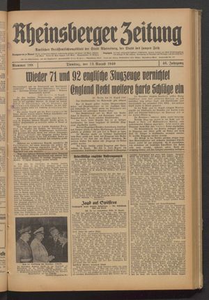 Rheinsberger Zeitung vom 13.08.1940