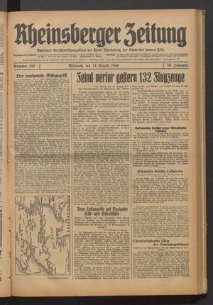 Rheinsberger Zeitung vom 14.08.1940