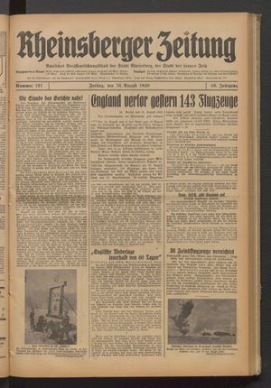 Rheinsberger Zeitung vom 16.08.1940