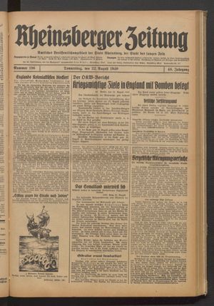 Rheinsberger Zeitung vom 22.08.1940