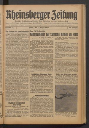 Rheinsberger Zeitung vom 23.08.1940