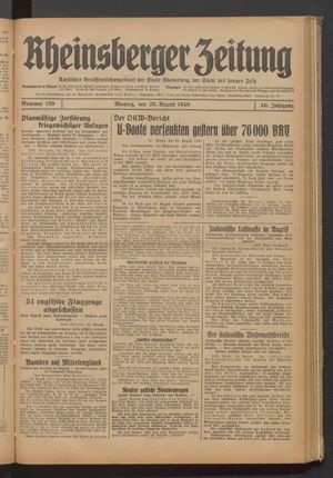 Rheinsberger Zeitung vom 26.08.1940