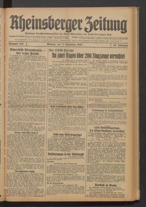 Rheinsberger Zeitung vom 02.09.1940