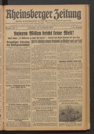 Rheinsberger Zeitung vom 05.09.1940