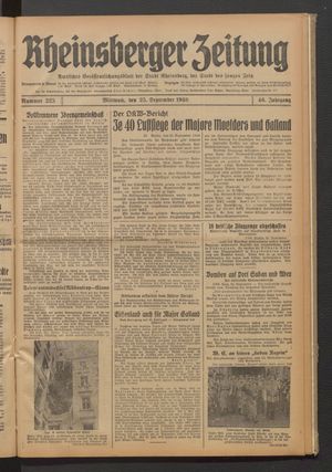 Rheinsberger Zeitung vom 25.09.1940