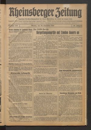 Rheinsberger Zeitung vom 30.09.1940