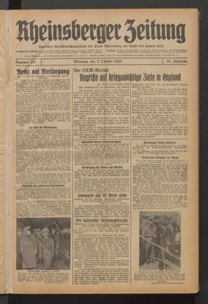Rheinsberger Zeitung vom 02.10.1940
