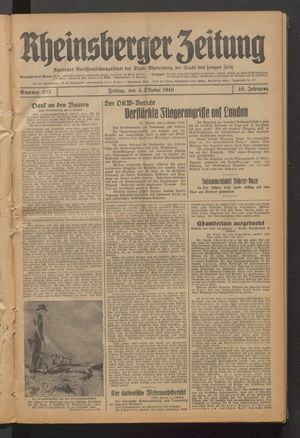 Rheinsberger Zeitung vom 04.10.1940