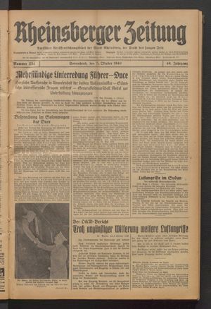 Rheinsberger Zeitung vom 05.10.1940