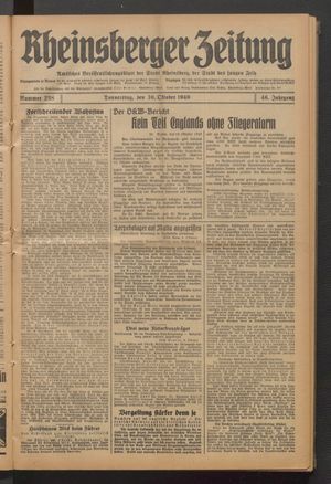 Rheinsberger Zeitung vom 10.10.1940
