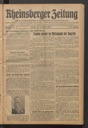 Rheinsberger Zeitung vom 11.10.1940