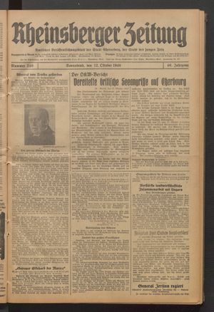 Rheinsberger Zeitung vom 12.10.1940