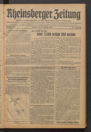 Rheinsberger Zeitung vom 18.10.1940