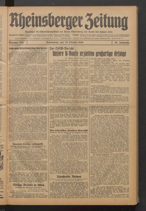 Rheinsberger Zeitung vom 19.10.1940