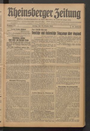 Rheinsberger Zeitung vom 25.10.1940