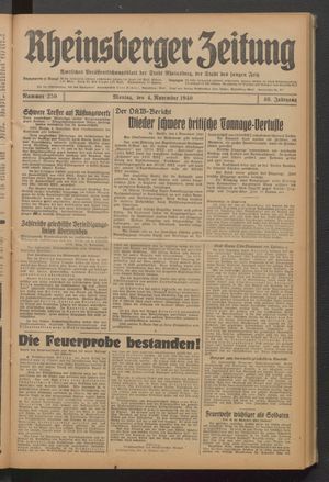 Rheinsberger Zeitung vom 04.11.1940