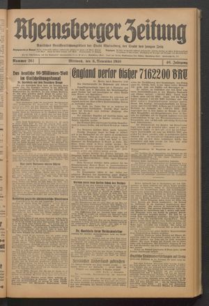 Rheinsberger Zeitung vom 06.11.1940