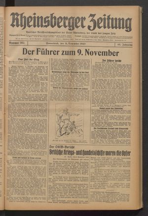 Rheinsberger Zeitung vom 09.11.1940