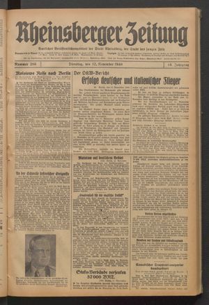 Rheinsberger Zeitung vom 12.11.1940