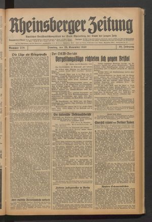 Rheinsberger Zeitung vom 26.11.1940