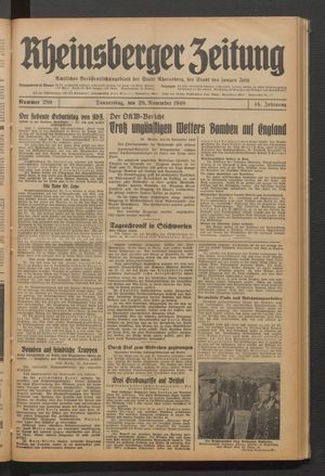 Rheinsberger Zeitung vom 28.11.1940
