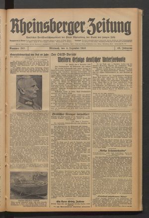 Rheinsberger Zeitung vom 04.12.1940