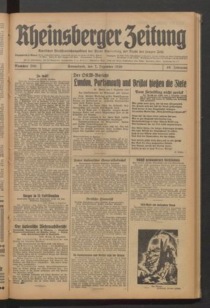 Rheinsberger Zeitung vom 07.12.1940