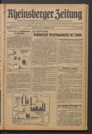 Rheinsberger Zeitung vom 09.12.1940