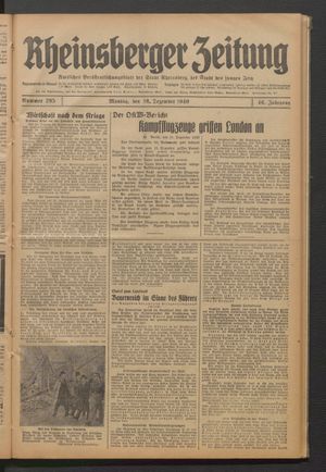 Rheinsberger Zeitung vom 16.12.1940