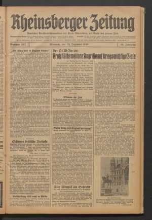 Rheinsberger Zeitung vom 18.12.1940