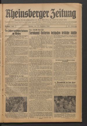 Rheinsberger Zeitung vom 27.12.1940