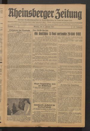 Rheinsberger Zeitung vom 06.01.1941