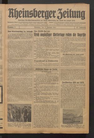 Rheinsberger Zeitung vom 07.01.1941