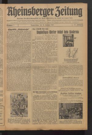 Rheinsberger Zeitung vom 09.01.1941