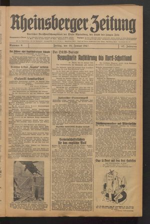 Rheinsberger Zeitung vom 10.01.1941