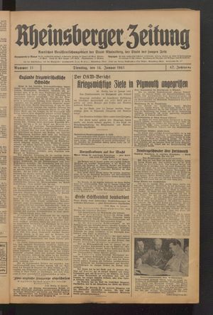 Rheinsberger Zeitung vom 14.01.1941
