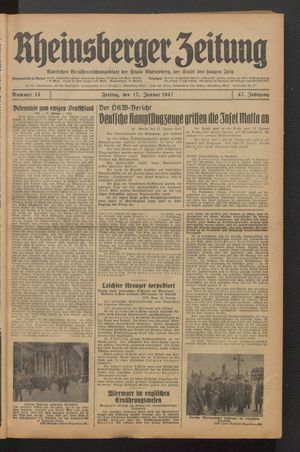 Rheinsberger Zeitung vom 17.01.1941