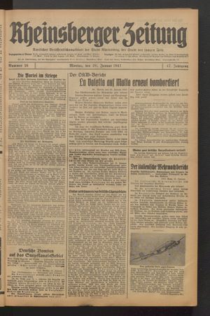 Rheinsberger Zeitung vom 20.01.1941