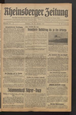 Rheinsberger Zeitung vom 21.01.1941