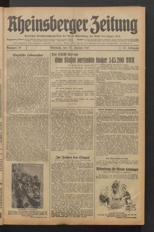 Rheinsberger Zeitung vom 22.01.1941