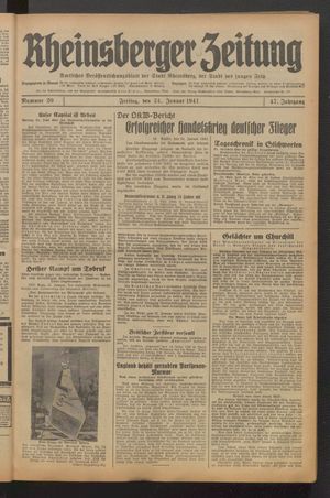 Rheinsberger Zeitung vom 24.01.1941