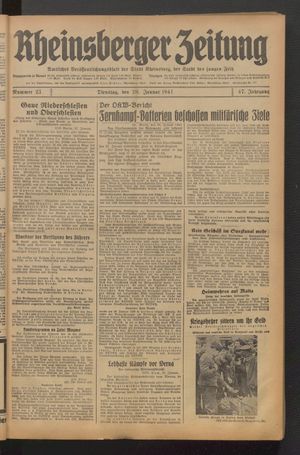 Rheinsberger Zeitung vom 28.01.1941